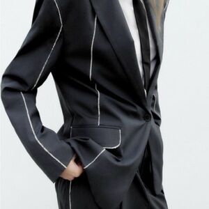 ZARA Longline Blazer with Gray detail (unisex)